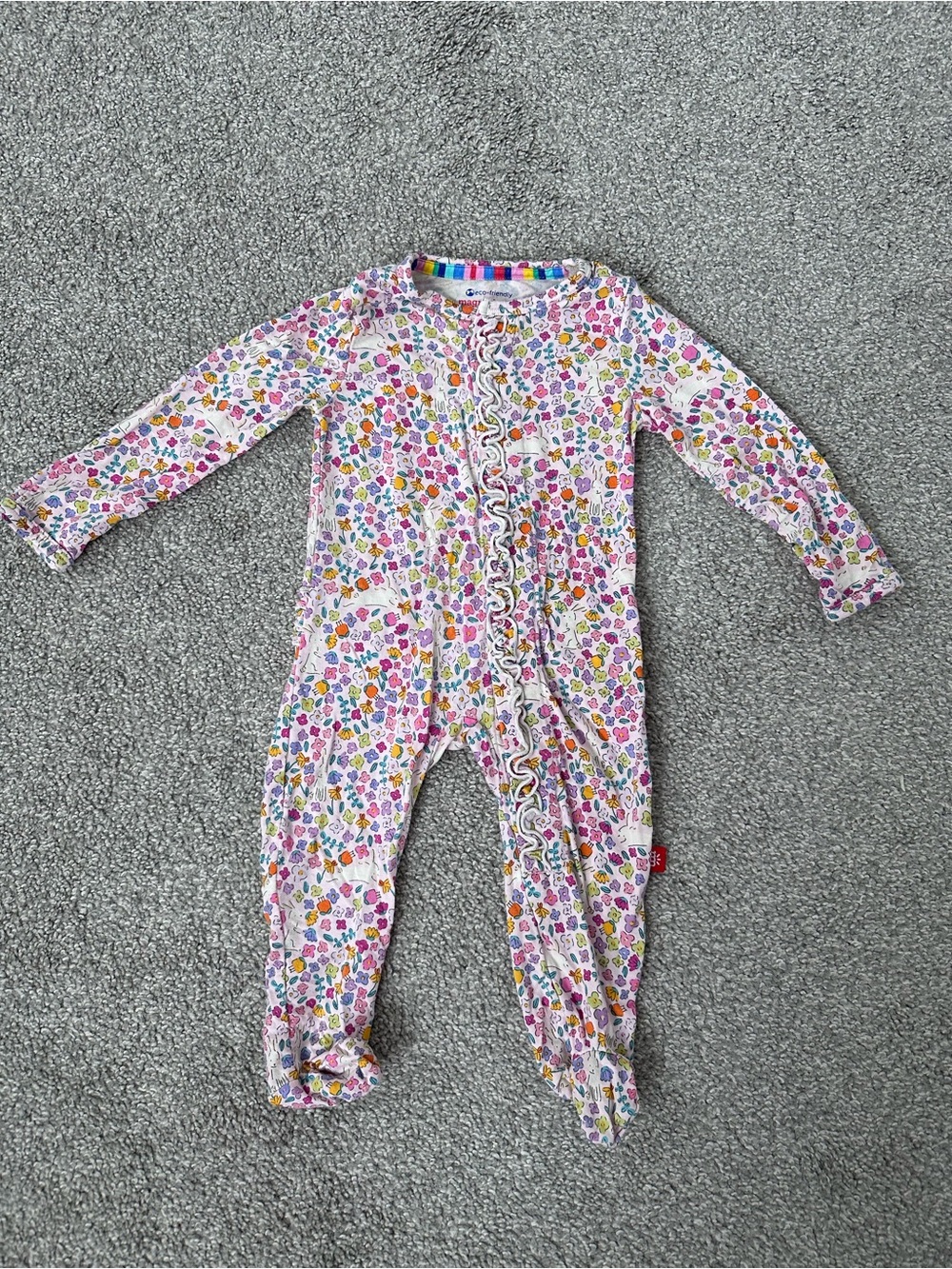 Magnetic Me Floral Ruffled Footed One-Piece